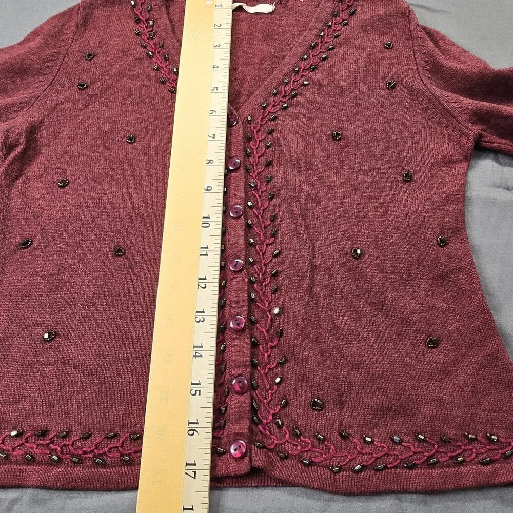 Anthropologie Cardigan S Sleeping On Snow Burgund EmbellishedSweater Angora
